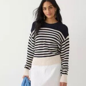 J Crew  boxy crewneck sweater striped knit cotton